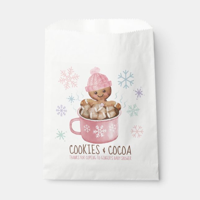 Bolsa De Papel Baby Shower Chica de invierno de Cookies & Cocoa (Anverso)