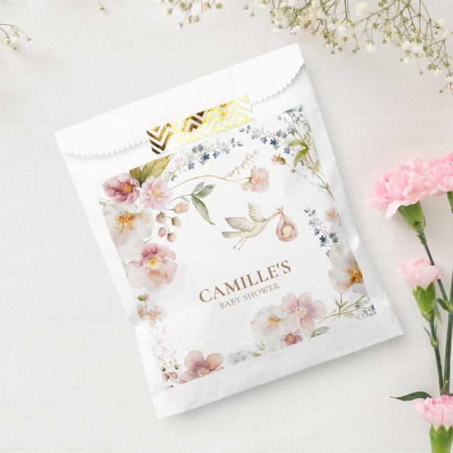 Bolsa De Papel Baby Shower Chica de primavera de flores silvestre (Sellado)