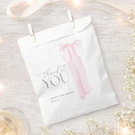 Bolsa De Papel Baby Shower Chica Minimalista Bow rosa