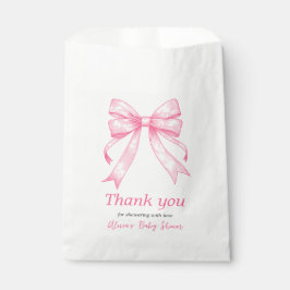 Bolsa De Papel Baby Shower Chica Retro Coquette Pink Bow
