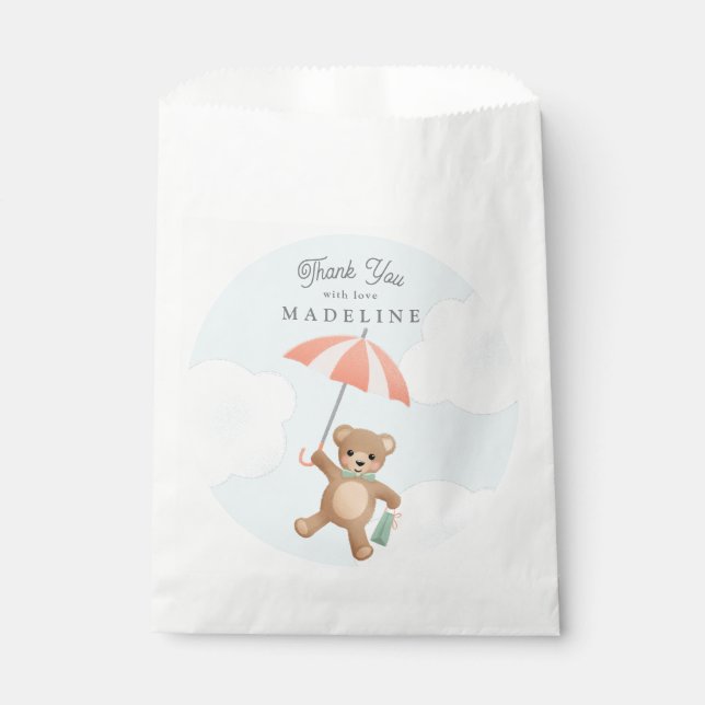 Bolsa De Papel Baby Shower Classic Teddy Bear Pastel (Anverso)