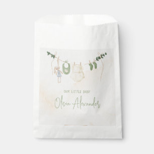 Bolsa De Papel Baby Shower color agua deluxe verde y beige