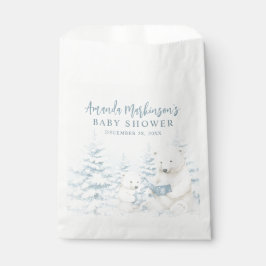 Bolsa De Papel Baby Shower color de agua azul de oso polar de inv