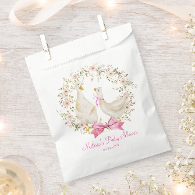 Bolsa De Papel Baby Shower Cute Little Goose Wildflower (Cortado)