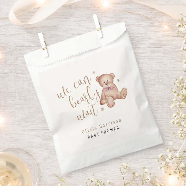 Bolsa De Papel Baby Shower Cute Simple Teddy Bear (Cortado)