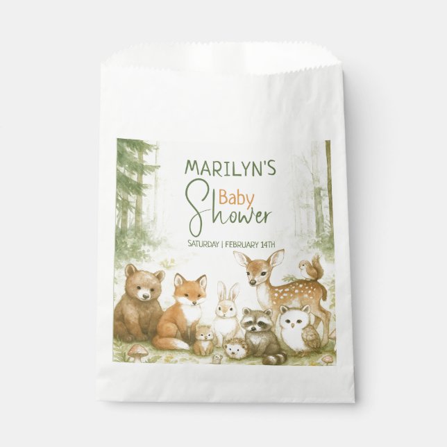 Bolsa De Papel Baby Shower Cute Woodland Baby Animals (Anverso)