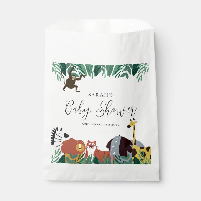 Bolsa De Papel Baby Shower de animales de Safari de la jungla (Anverso)