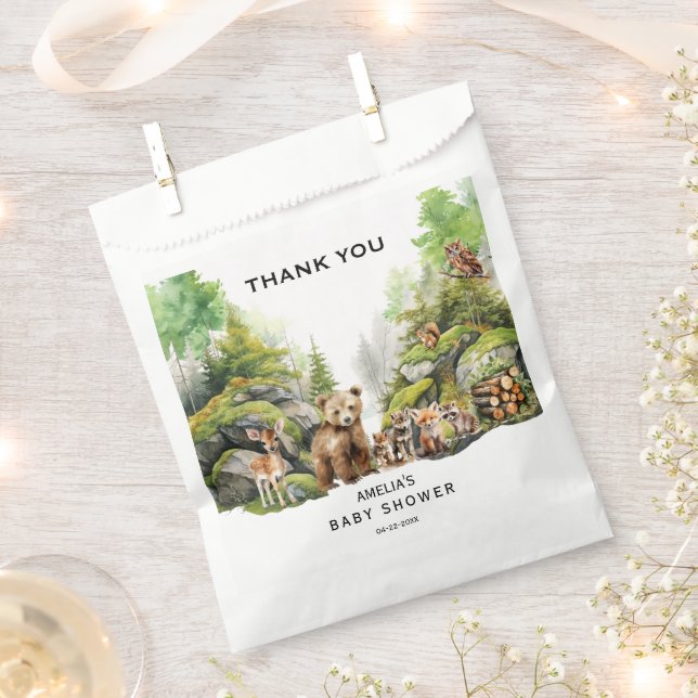 Bolsa De Papel Baby Shower de Animales Forestales de Woodland (Cortado)
