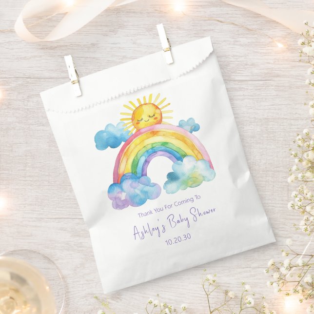 Bolsa De Papel Baby Shower de arcoiris acuático (Cortado)