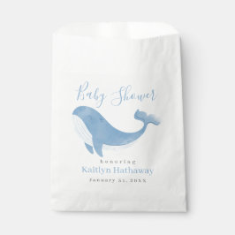 Bolsa De Papel Baby Shower de ballena azul acuarela