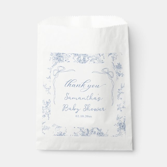 Bolsa De Papel Baby Shower de Blue Bow (Anverso)