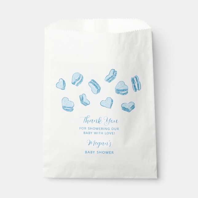 Bolsa De Papel Baby Shower de Blue Heart Macarons (Anverso)