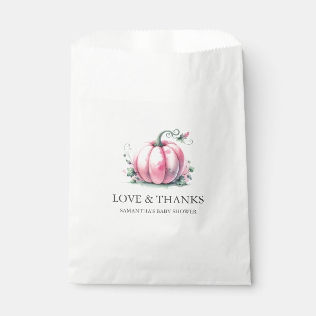 Bolsa De Papel Baby Shower de calabaza rosa (Anverso)