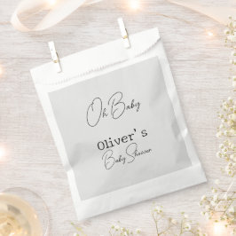 Bolsa De Papel Baby Shower de caligrafía gris elegante simple