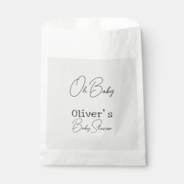 Bolsa De Papel Baby Shower de caligrafía gris elegante simple