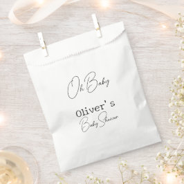 Bolsa De Papel Baby Shower de caligrafía simple y elegante