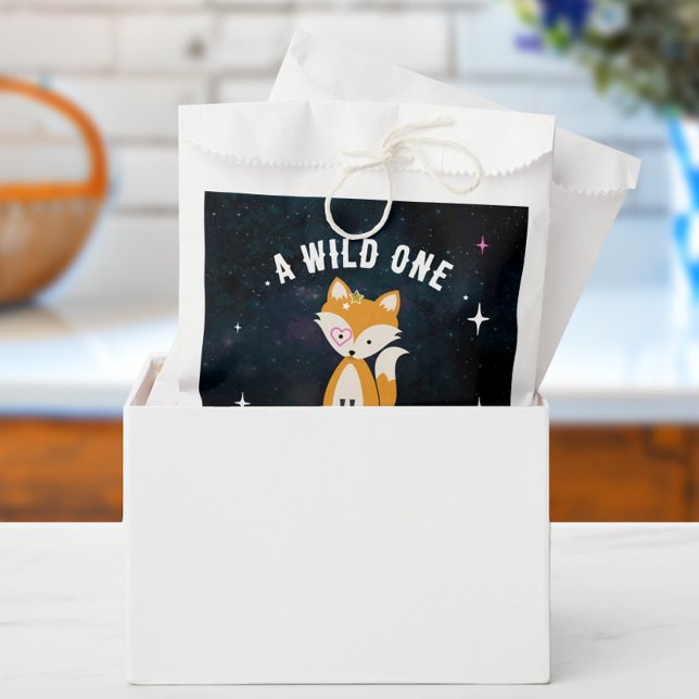 Bolsa De Papel Baby Shower de Chica rosado de Fox Wild One (Subido por el creador)