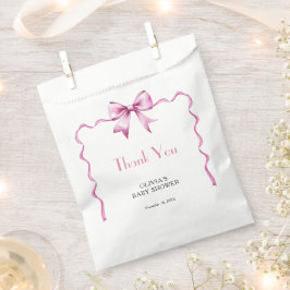 Bolsa De Papel Baby Shower de cinta rosada