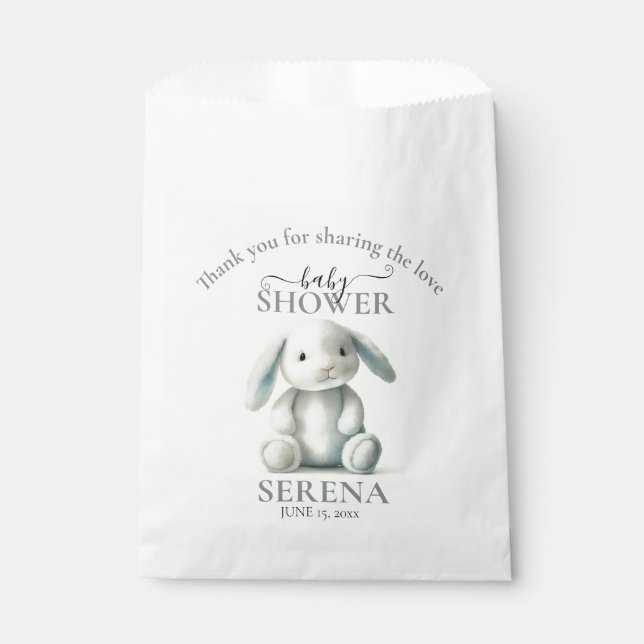 Bolsa De Papel Baby Shower de conejito acolchado (Anverso)
