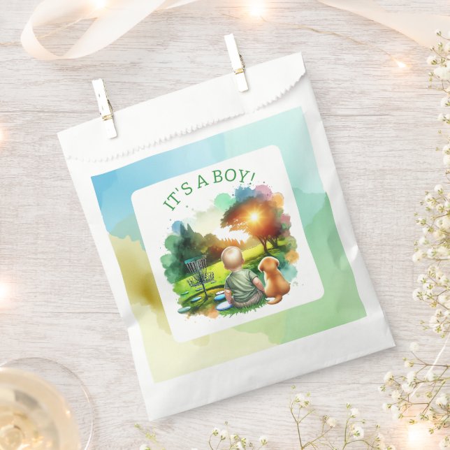 Bolsa De Papel Baby Shower de Cute Disk Golf Boy | It's a Boy! (Cortado)