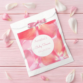 Bolsa De Papel Baby Shower de ducha con flores rosadas