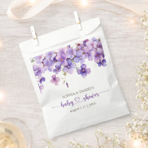 Bolsa De Papel Baby Shower De Flores Violetas Delicadas De Primav