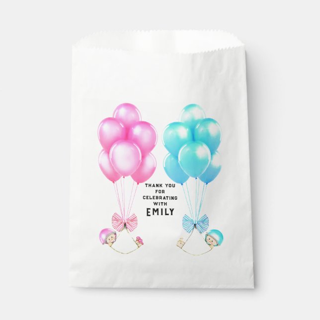 Bolsa De Papel Baby Shower de gemelos (Anverso)