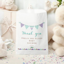 Bolsa De Papel Baby Shower de género neutro de banner de Bunting