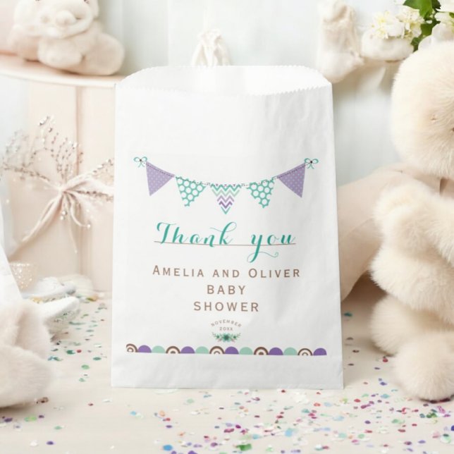 Bolsa De Papel Baby Shower de género neutro de banner de Bunting (Subido por el creador)