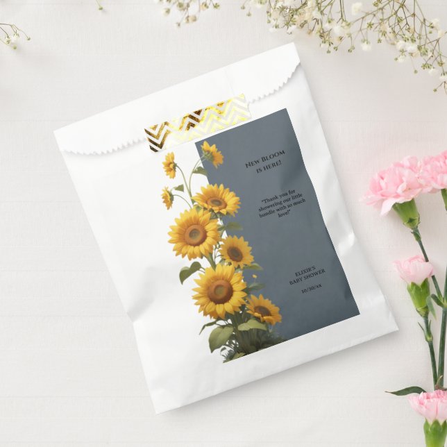 Bolsa De Papel Baby Shower de girasol azul (Sellado)
