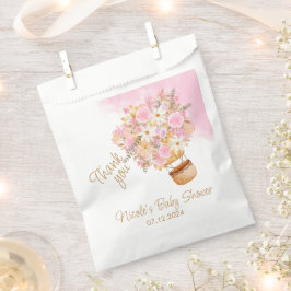 Bolsa De Papel Baby Shower de globo aerostático rosa floral