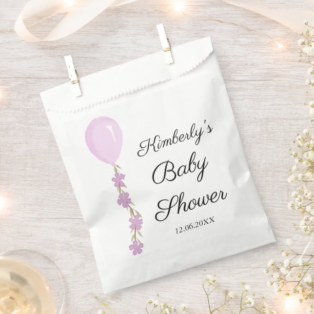 Bolsa De Papel Baby Shower de globo rosado (Cortado)