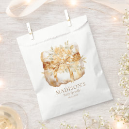 Bolsa De Papel Baby Shower de ilustracion de pañales Beige y Gold