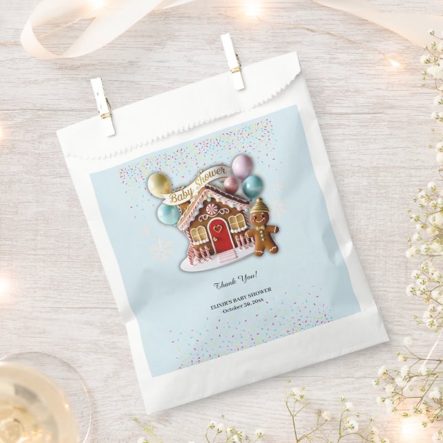Bolsa De Papel Baby Shower de la Casa de Pan de Oro (Cortado)