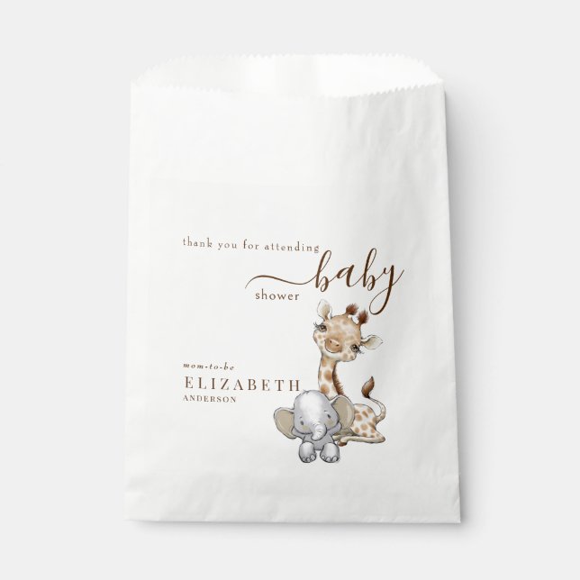 Bolsa De Papel Baby Shower de la jungla tropical (Anverso)