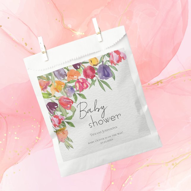 Bolsa De Papel Baby Shower de la naturaleza bendiciendo tulipanes (Subido por el creador)