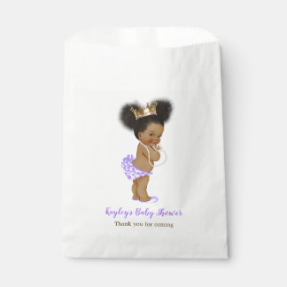 Bolsa De Papel Baby Shower de la princesa morada afroamericana