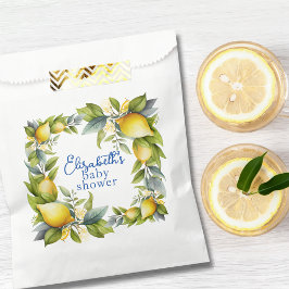 Bolsa De Papel Baby Shower de limón azul amarillo Lemons azul