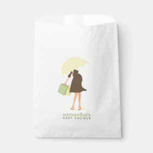 Bolsa De Papel Baby Shower de mamá paraguas amarilla