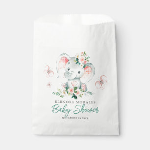 Bolsa De Papel Baby Shower de marco de elefante floral verde rosa