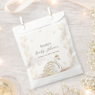 Bolsa De Papel Baby Shower de mariposa de Swan Princess Gold Eleg