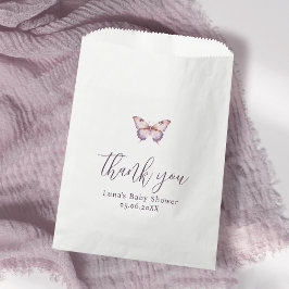 Bolsa De Papel Baby Shower de mariposa morada y rosa