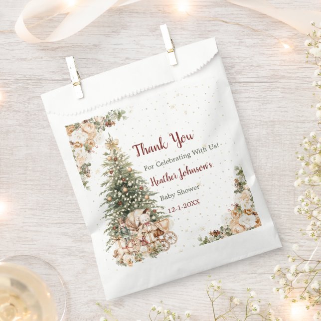 Bolsa De Papel Baby Shower de Navidad Boho Neutral (Cortado)