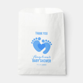 Bolsa De Papel Baby Shower de niño de corazón de bebé azul lindo