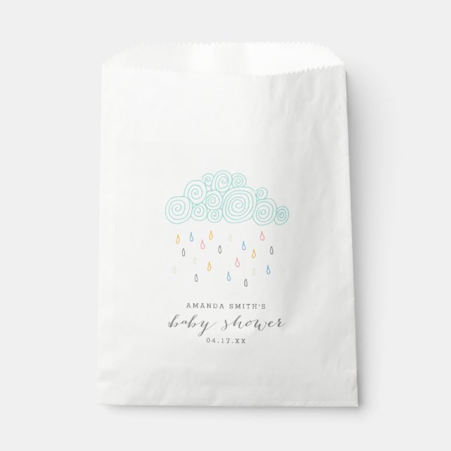 Bolsa De Papel Baby Shower de nubes de lluvia (Anverso)
