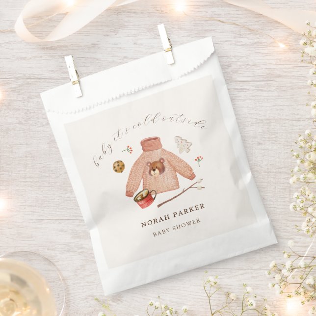 Bolsa De Papel Baby Shower de ropa de camping frío en invierno (Cortado)
