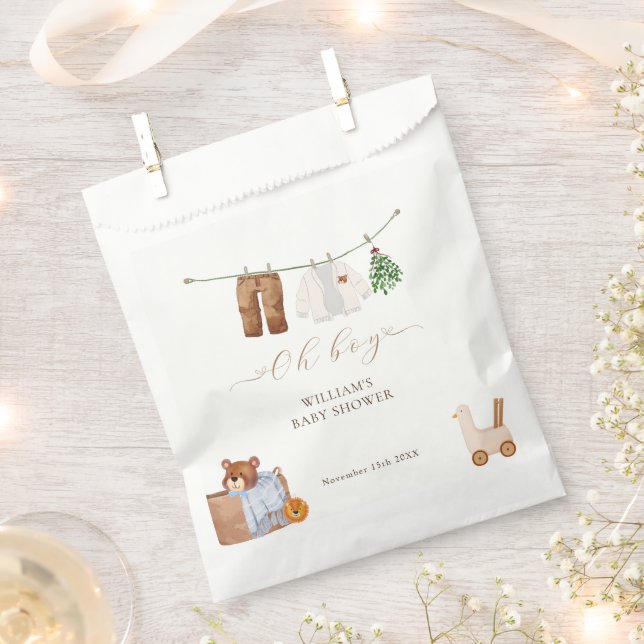 Bolsa De Papel Baby Shower de ropa mínima de Boho Boy (Cortado)