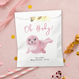 Bolsa De Papel Baby Shower de sellos rosados