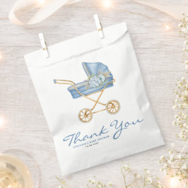 Bolsa De Papel Baby Shower de Stroller de Vintage Azul de color d