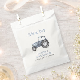 Bolsa De Papel Baby Shower de Tractor de color acuático Boho Boy